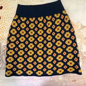 Sweater knit retro print mini skirt